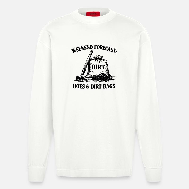 Previsioni per il weekend: zappe e sacchi di terra per il Gar - Maglia a maniche lunghe ecologica oversize Heavyweight Made in UE - OFF WHITE