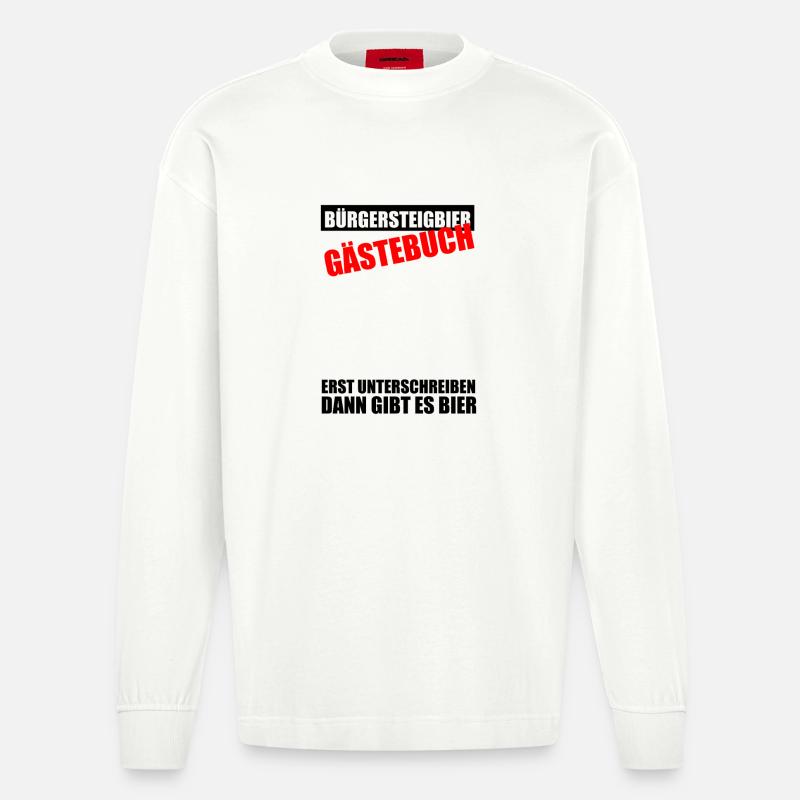 Gästebuch Bürgersteigbier Ortskontrollfahrt OKF - Heavyweight Oversized Organic Langarmshirt Made in EU - OFF WHITE