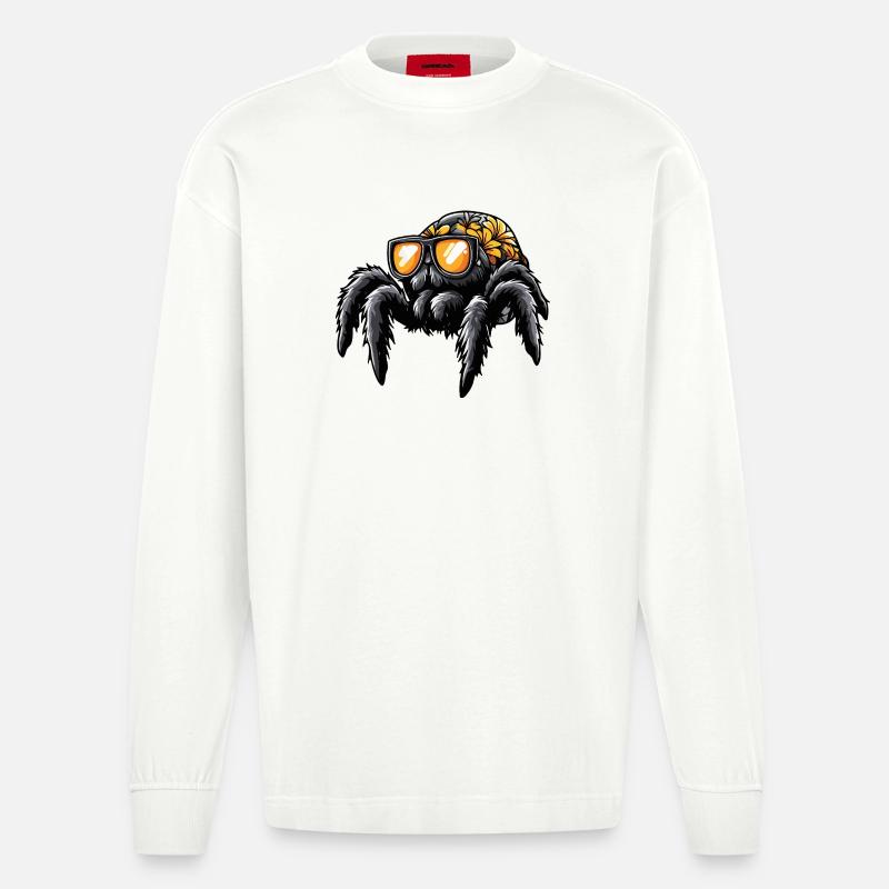 Tarantula Comic Urlaub - Heavyweight Oversized Organic Langarmshirt Made in EU - OFF WHITE