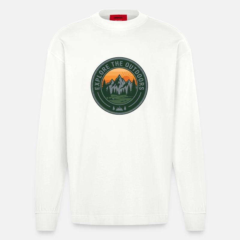 Explore Outdoors Berge - Heavyweight Oversized Organic Langarmshirt Made in EU - OFF WHITE