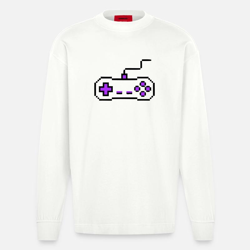 Retro Gamepad Controller Zocker - Heavyweight Oversized Organic Langarmshirt Made in EU - OFF WHITE