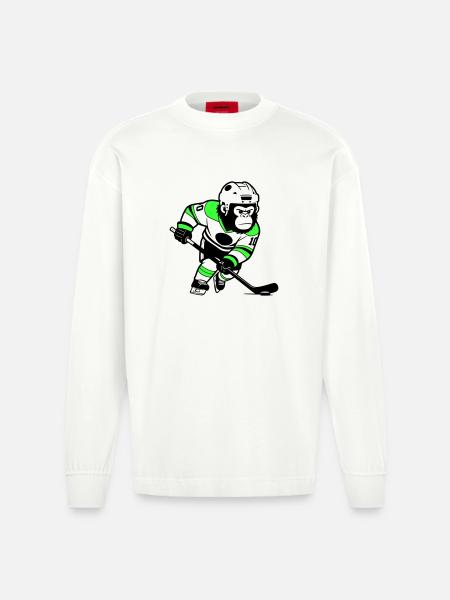 ijshockey gorilla - Heavyweight Oversized Organic Longsleeve Shirt Made in EU - OFF WHITE