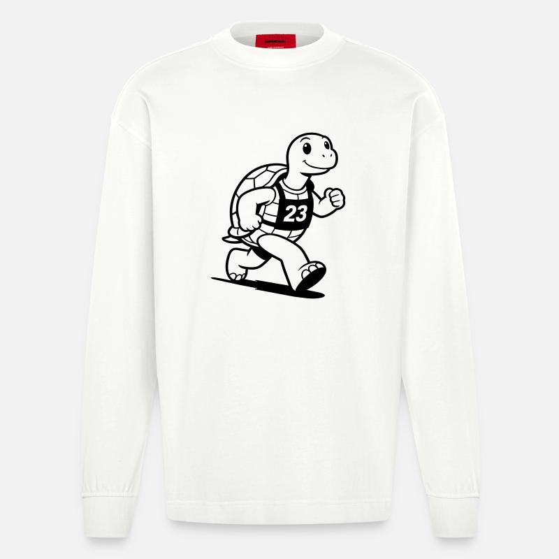 Turtle Marathon - Heavyweight Oversized Organic Langarmshirt Made in EU - OFF WHITE