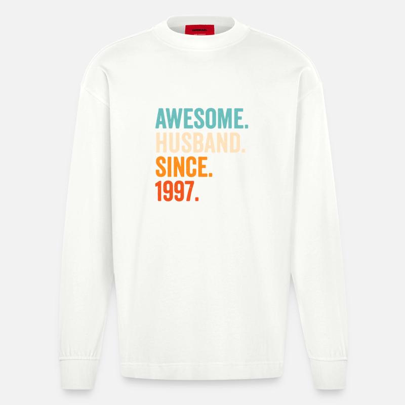Großartiger Ehemann seit 1997 - Heavyweight Oversized Organic Langarmshirt Made in EU - OFF WHITE
