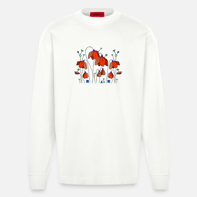 Blumen - Heavyweight Oversized Organic Langarmshirt Made in EU - OFF WHITE