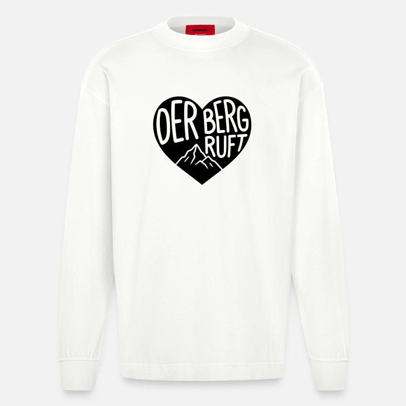 Der Berg ruft Herz  - Heavyweight Oversized Organic Langarmshirt Made in EU - OFF WHITE