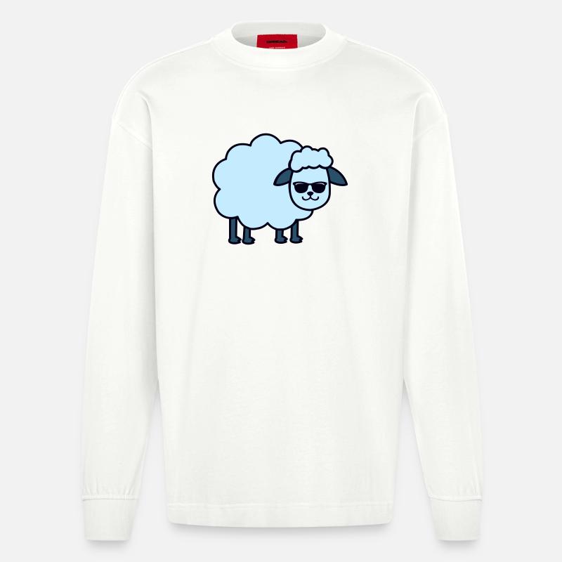 Sonnenbrillen Schaf Blau - Heavyweight Oversized Organic Langarmshirt Made in EU - OFF WHITE