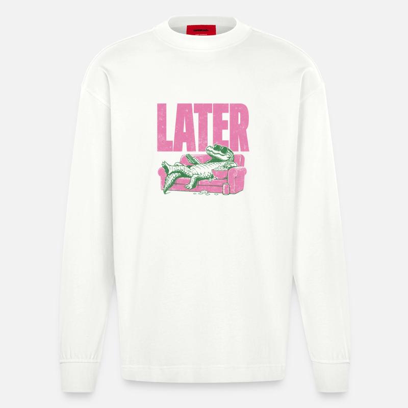 ALLIGATOR LOUNGE PLUS TARD - Manches longues bio épais oversize fabriqué en UE - OFF WHITE