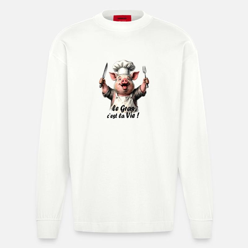 Le Gras, c'est la Vie - Manches longues bio épais oversize fabriqué en UE - OFF WHITE