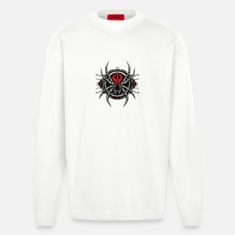 Redback Spider:Tech Edition - Heavyweight Oversized Organic Longsleeve Shirt Made in EU - OFF WHITE