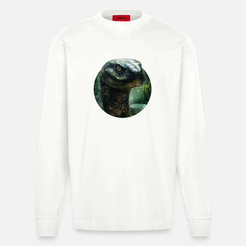 Schlangendesign - Heavyweight Oversized Organic Langarmshirt Made in EU - OFF WHITE