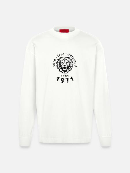 Wild, free & untamed since 06/1971 - Heavyweight Oversized Organic Longsleeve Shirt Made in EU - OFF WHITE