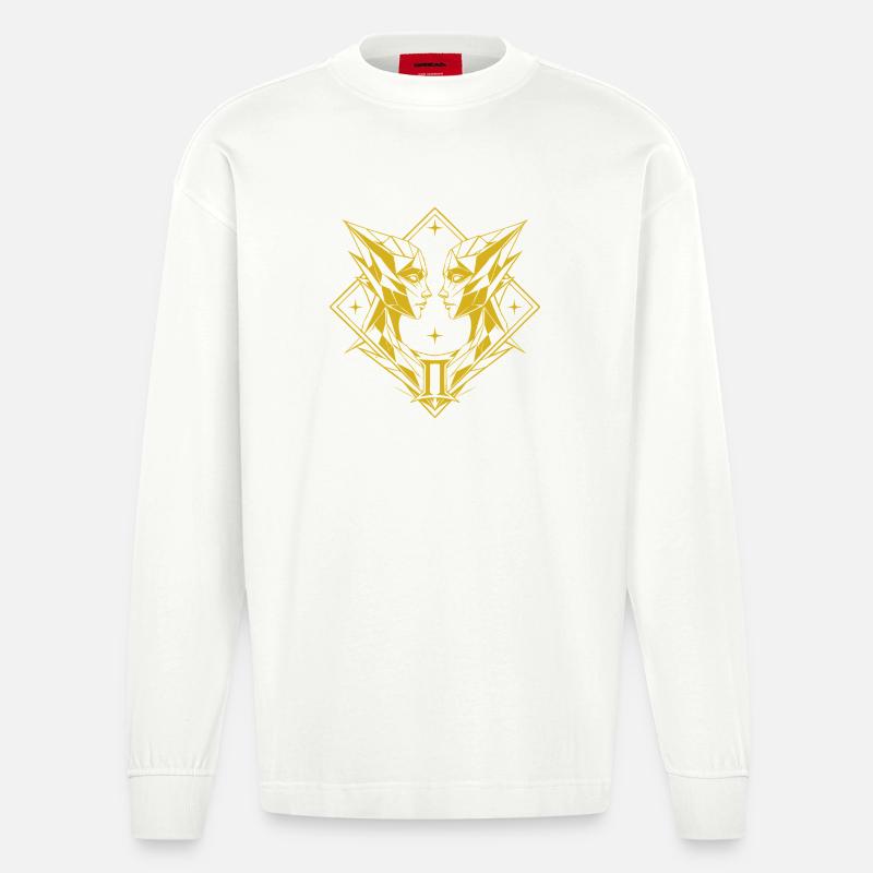 Gémeaux – Dualité et Équilibre - Manches longues bio épais oversize fabriqué en UE - OFF WHITE