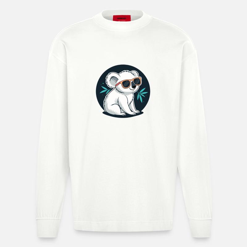Koala-Chic-Sonnenbrillen - Heavyweight Oversized Organic Langarmshirt Made in EU - OFF WHITE