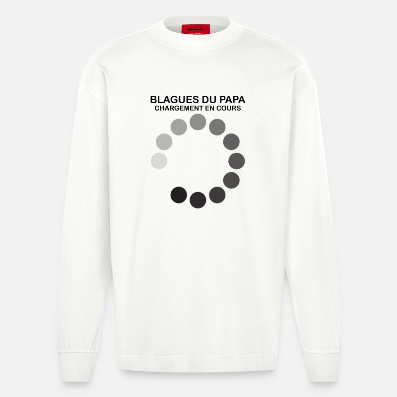 Cercle de Points Noirs Abstraits - Manches longues bio épais oversize fabriqué en UE - OFF WHITE