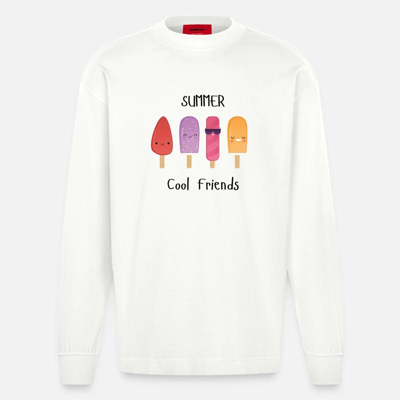Sommer-coole Freunde - Heavyweight Oversized Organic Langarmshirt Made in EU - OFF WHITE