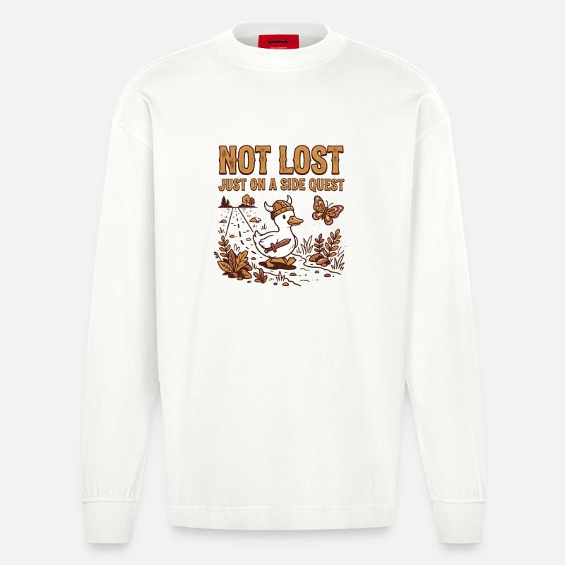Canard TDAH - Juste en quête secondaire - Manches longues bio épais oversize fabriqué en UE - OFF WHITE