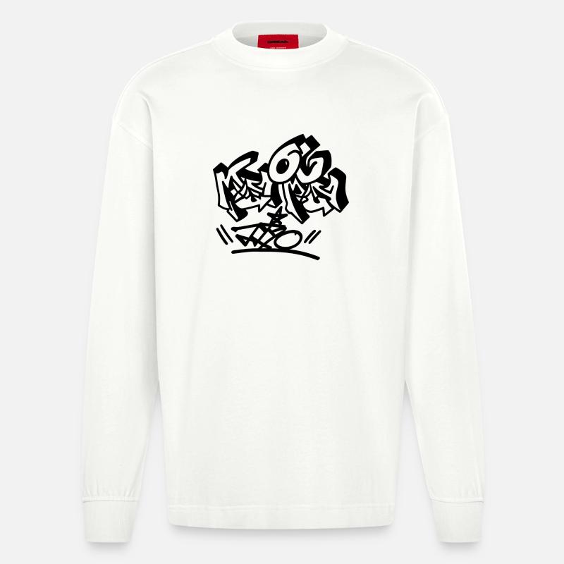Explosive Graffiti Buchstaben - Heavyweight Oversized Organic Langarmshirt Made in EU - OFF WHITE
