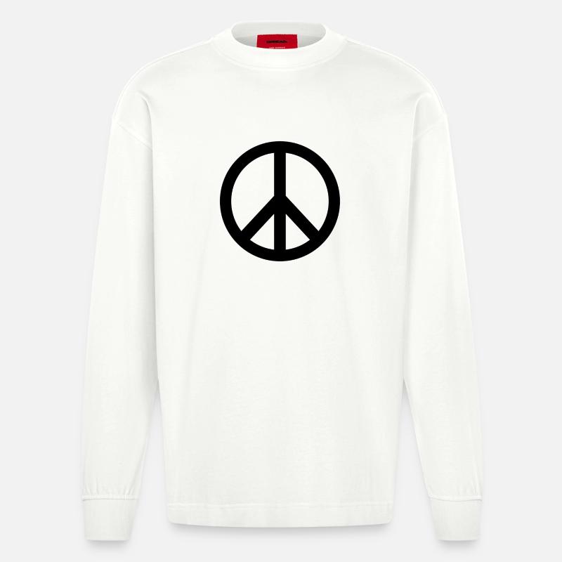Friedenszeichen - Heavyweight Oversized Organic Langarmshirt Made in EU - OFF WHITE