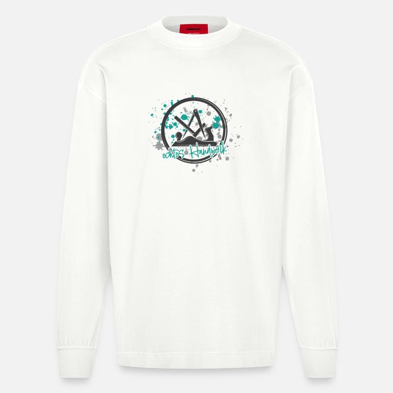 Schreiner Stolz grey-mint-small - Heavyweight Oversized Organic Langarmshirt Made in EU - OFF WHITE