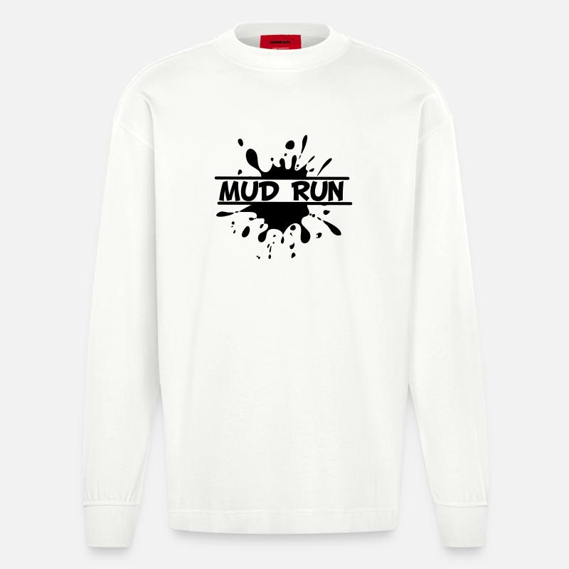 Mud Run Spetter – Modder Splash - Heavyweight Oversized Organic Langarmshirt Made in EU - OFF WHITE