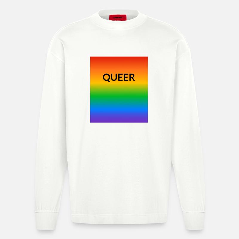 Queer Pride Gradient - Heavyweight Oversized Organic Longsleeve Shirt Made in EU - OFF WHITE