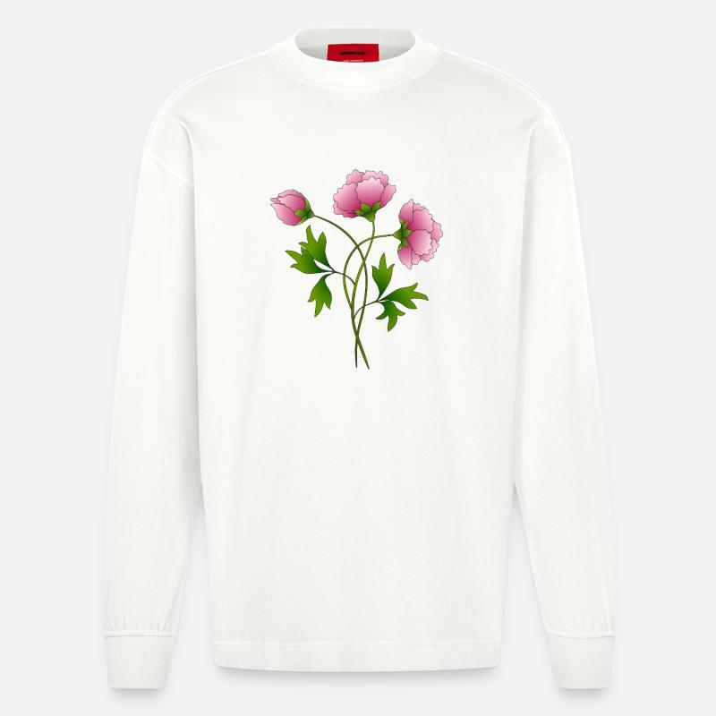 Blumen - Heavyweight Oversized Organic Langarmshirt Made in EU - OFF WHITE