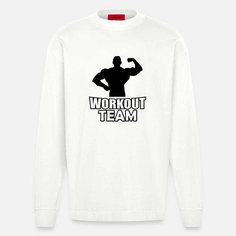workout_team- - Heavyweight Oversized Organic Langarmshirt Made in EU - OFF WHITE