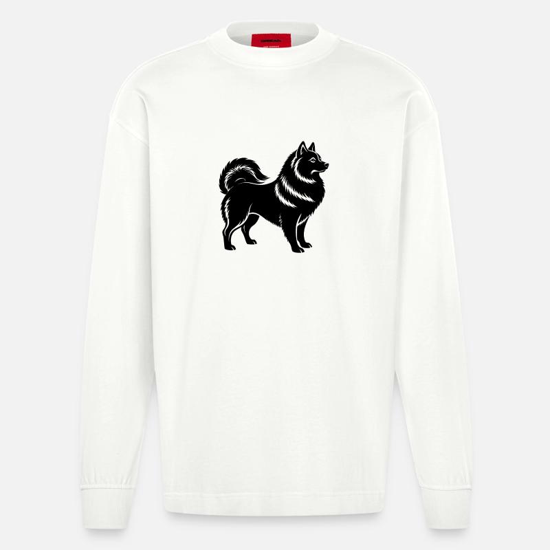 Japanischer Spitz - Heavyweight Oversized Organic Langarmshirt Made in EU - OFF WHITE