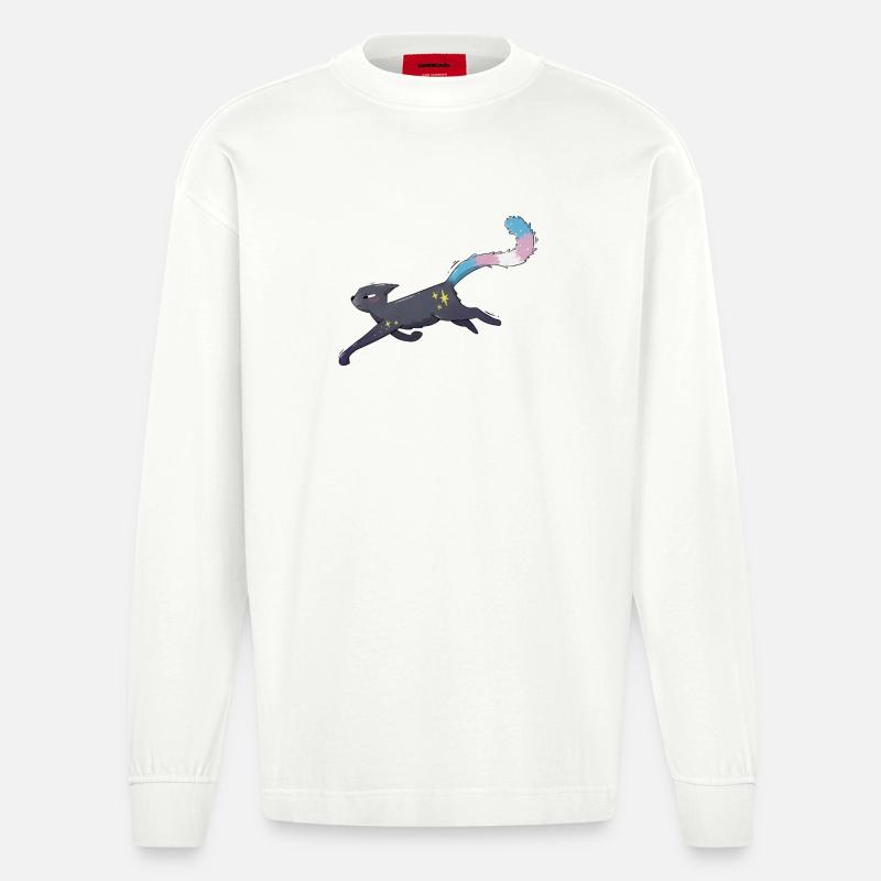 Süße Katze trans pride - Heavyweight Oversized Organic Langarmshirt Made in EU - OFF WHITE