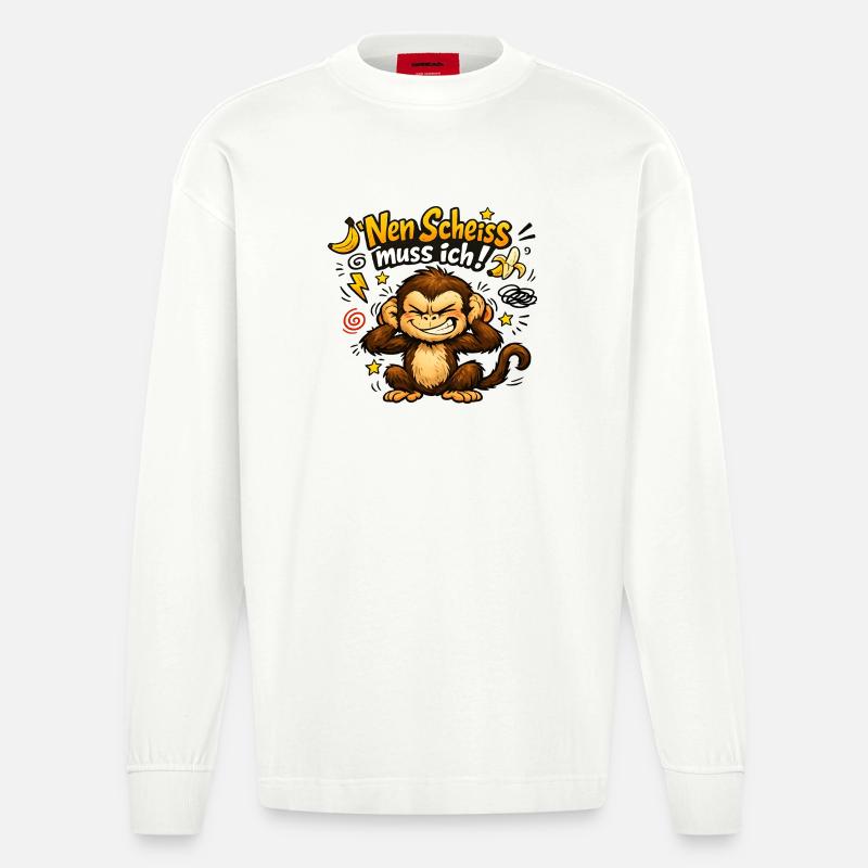 Nen Scheiss Muss Ich Affe - Heavyweight Oversized Organic Langarmshirt Made in EU - OFF WHITE