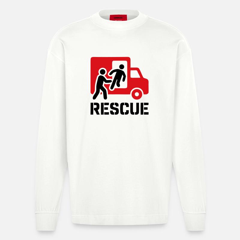 Rescue Rettungsdienst Einsatz - Heavyweight Oversized Organic Langarmshirt Made in EU - OFF WHITE