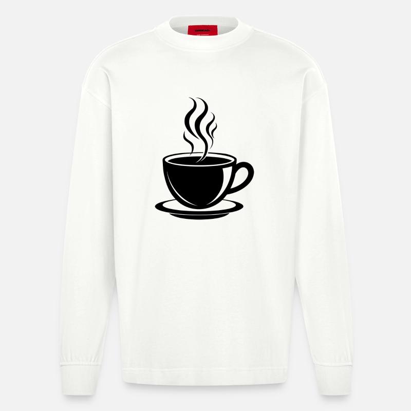 Kaffeetasse - Heavyweight Oversized Organic Langarmshirt Made in EU - OFF WHITE