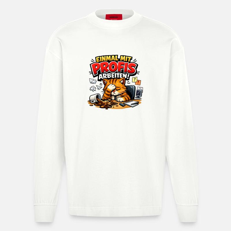 Einmal Mit Profis Arbeiten Sprüche Beruf - Heavyweight Oversized Organic Langarmshirt Made in EU - OFF WHITE