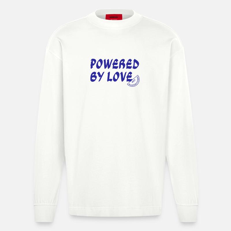Angetrieben von Love Not Algorithms - Heavyweight Oversized Organic Langarmshirt Made in EU - OFF WHITE
