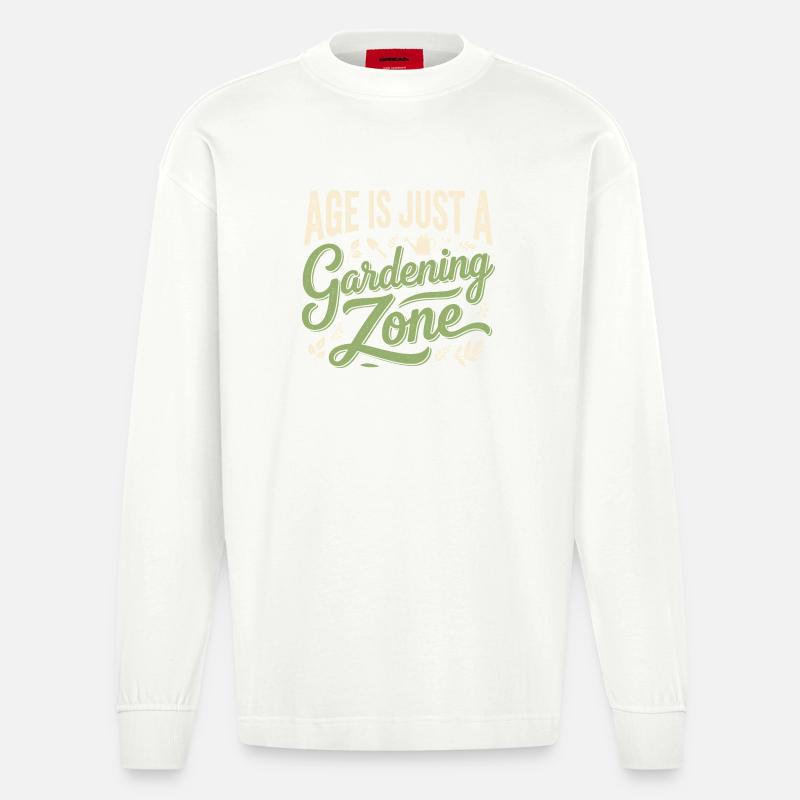 Alter nur Gartenzone | Gärtner Spruch - Heavyweight Oversized Organic Langarmshirt Made in EU - OFF WHITE