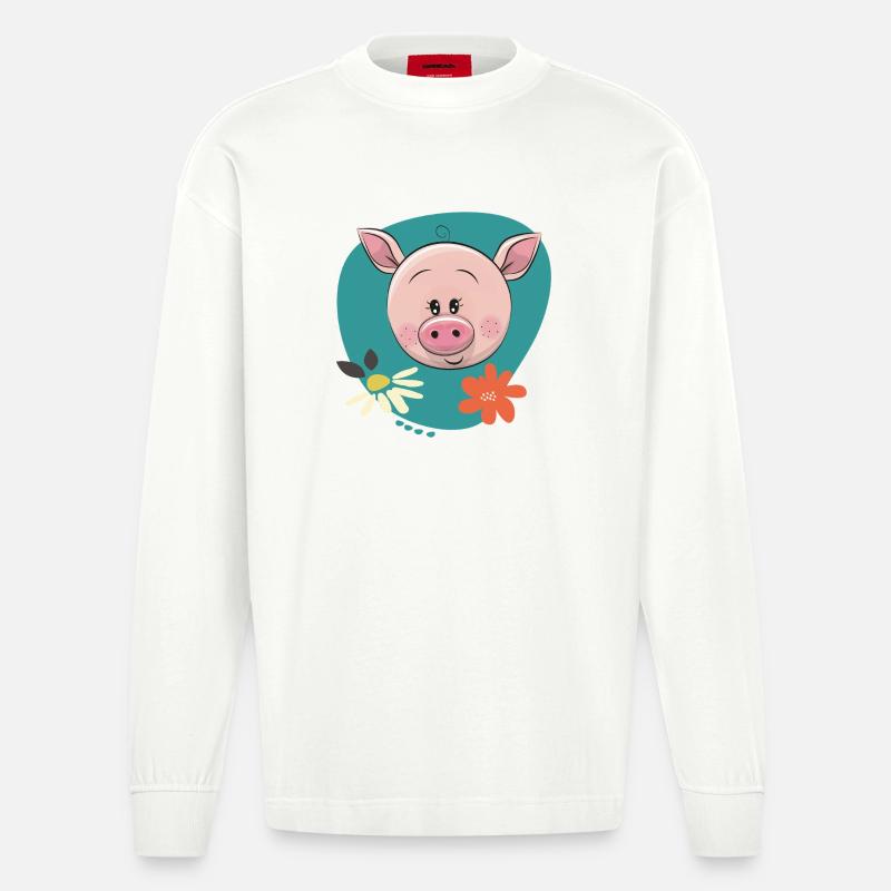 Cochon mignon - Manches longues bio épais oversize fabriqué en UE - OFF WHITE