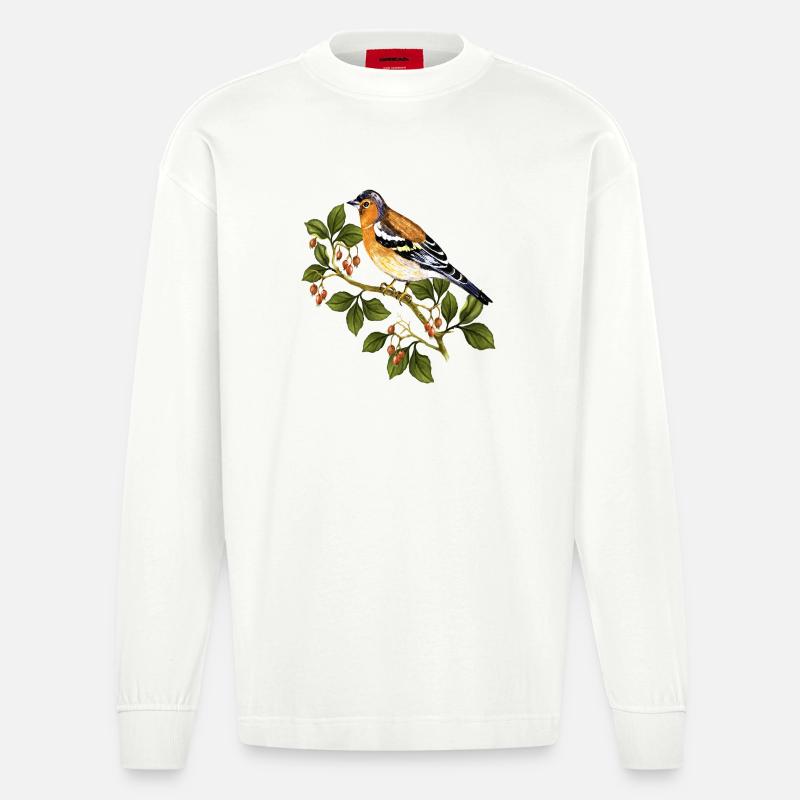 Bunter Vogel - Heavyweight Oversized Organic Langarmshirt Made in EU - OFF WHITE