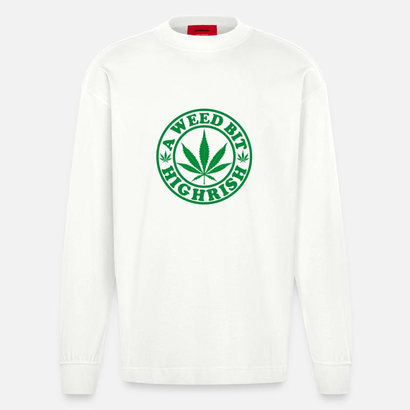 Weed Christmas Circle - Heavyweight Oversized Organic Langarmshirt Made in EU - OFF WHITE