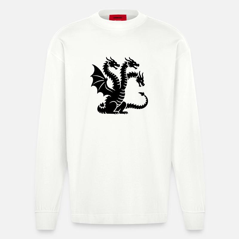 Drache - Heavyweight Oversized Organic Langarmshirt Made in EU - OFF WHITE