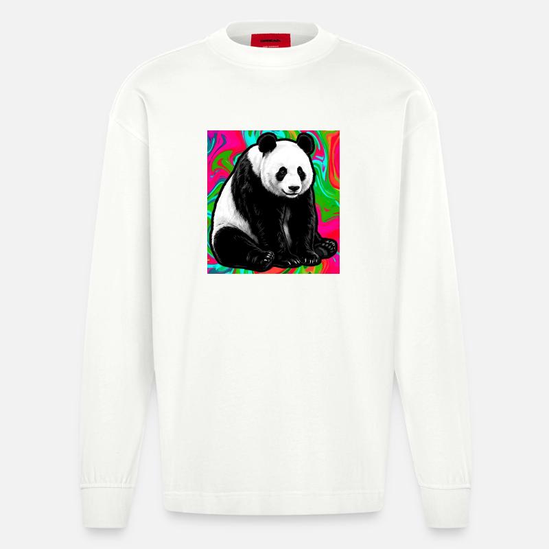 panda - Manches longues bio épais oversize fabriqué en UE - OFF WHITE