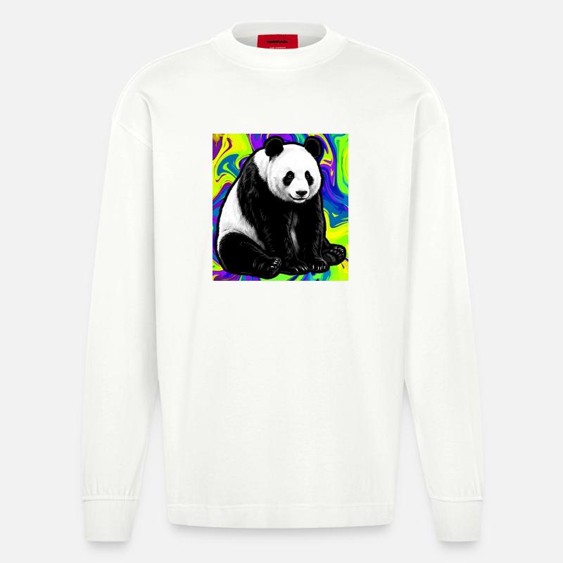 panda - Manches longues bio épais oversize fabriqué en UE - OFF WHITE