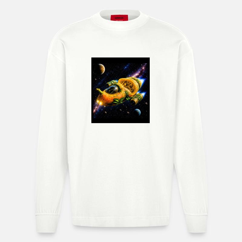 Aventure spatiale Citrus - Manches longues bio épais oversize fabriqué en UE - OFF WHITE