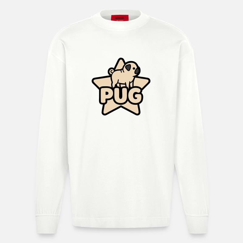 Mops Stern Banner Platzhalter - Heavyweight Oversized Organic Langarmshirt Made in EU - OFF WHITE