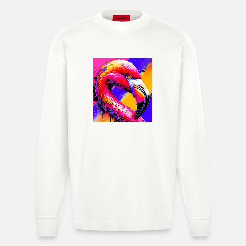 Flamingo - Heavyweight Oversized Organic Langarmshirt Made in EU - OFF WHITE