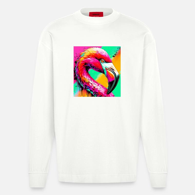 Flamingo - Heavyweight Oversized Organic Langarmshirt Made in EU - OFF WHITE