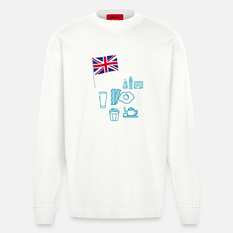 EXANGLIA (Blauer + Weißer Text) - Heavyweight Oversized Organic Langarmshirt Made in EU - OFF WHITE