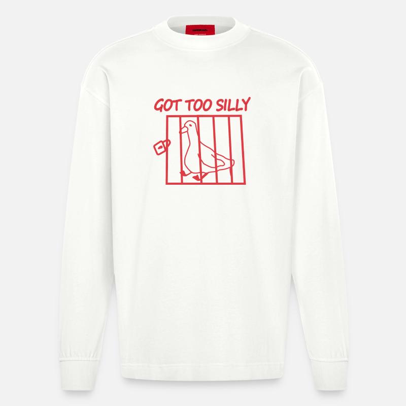 Zu dummer Vogel im Käfig - Heavyweight Oversized Organic Langarmshirt Made in EU - OFF WHITE