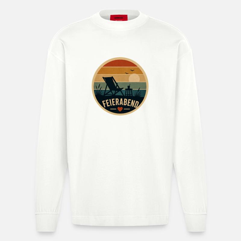 Feierabend Retro - Heavyweight Oversized Organic Langarmshirt Made in EU - OFF WHITE
