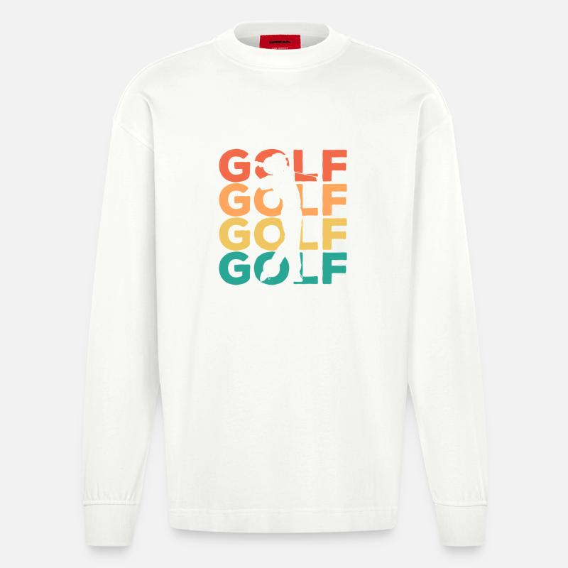 Rainbow Golf Swing Silhouette - Heavyweight Oversized Organic Langarmshirt Made in EU - OFF WHITE
